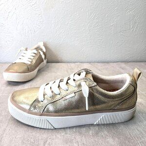 Reef Lay Day Dawn Sneakers Leather Gold Comfort Athletic Lace Up Shoes Size 11